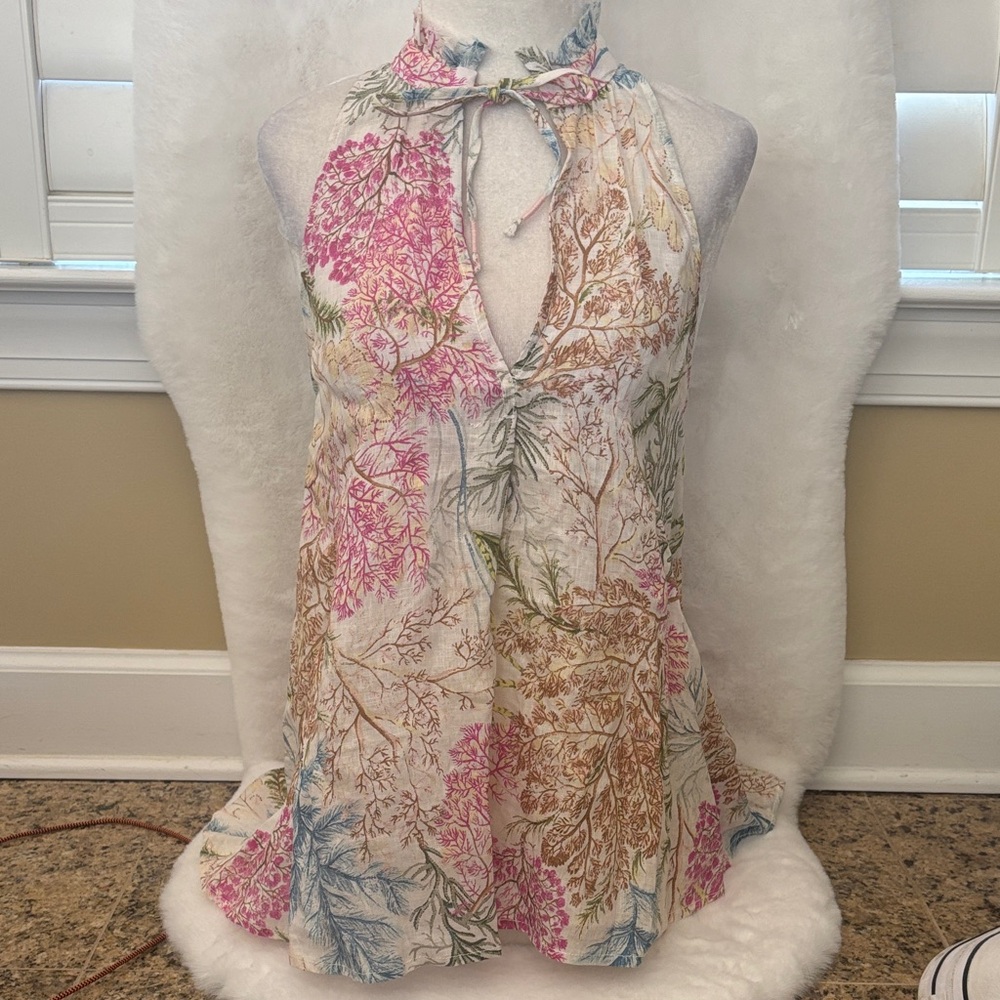 Pilcro Floral Halter Tank Top in Pink, Blue, Brown, Green
